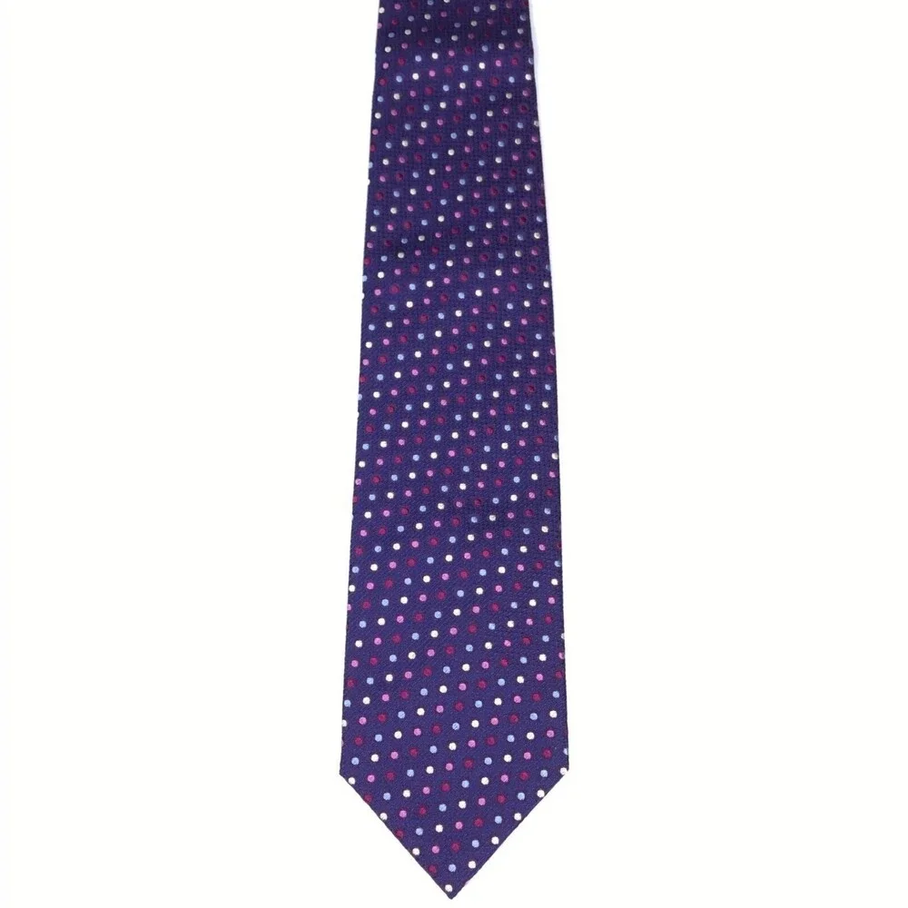 Volare Collection Silk Hand Stitched Italy Polka Dot Luxury Purple Necktie $145